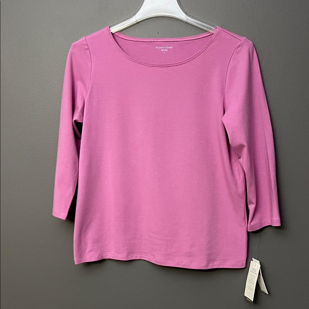 Eileen Fisher Ballet NK Top Long Sleeve Shirt Pink - Size S - NWT